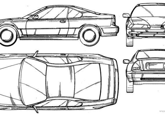 Honda Prelude Old - Хонда - чертежи, габариты, рисунки автомобиля