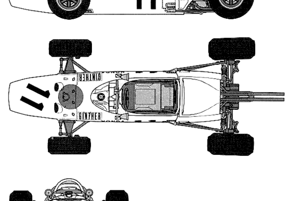 Honda RA272 F1 GP (1965) - Хонда - чертежи, габариты, рисунки автомобиля