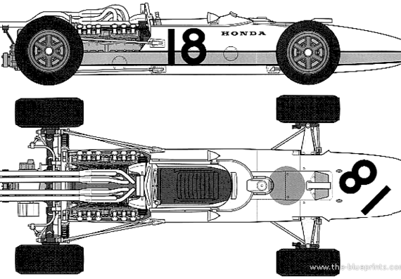 Honda RA273 V12 F1 (1967) - Хонда - чертежи, габариты, рисунки автомобиля