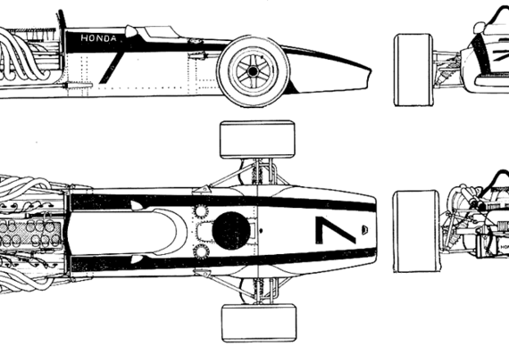 Honda RA 301 - Хонда - чертежи, габариты, рисунки автомобиля