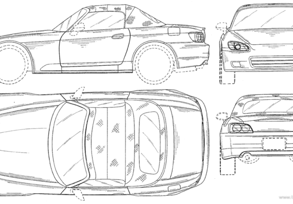 Honda S2000 (Closed) - Хонда - чертежи, габариты, рисунки автомобиля