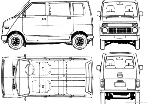 Honda StepVan (1971) - Хонда - чертежи, габариты, рисунки автомобиля