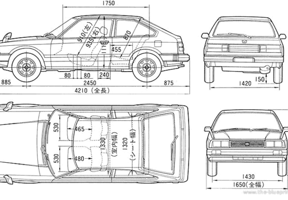 Honda Vigor Hatchback - Хонда - чертежи, габариты, рисунки автомобиля