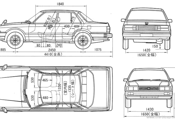 Honda Vigor Saloon - Хонда - чертежи, габариты, рисунки автомобиля