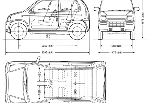Honda Z - Хонда - чертежи, габариты, рисунки автомобиля