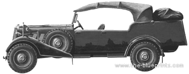 Horch 830 Kfz.11 - Разные автомобили - чертежи, габариты, рисунки автомобиля
