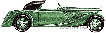 Hotchkiss 686 Sporst Sedanca Coupe (1936) - Разные автомобили - чертежи, габариты, рисунки автомобиля