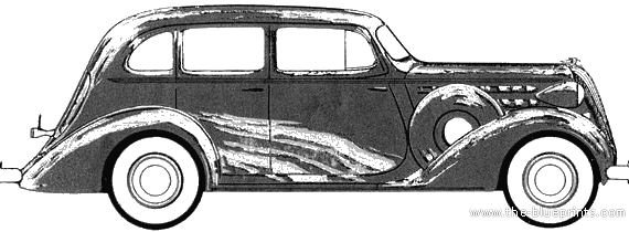 Hudson 4-Door Sedan (1936) - Разные автомобили - чертежи, габариты, рисунки автомобиля