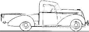 Hudson Cab Pick-up (1937) - Разные автомобили - чертежи, габариты, рисунки автомобиля