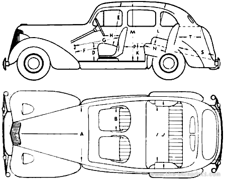 Humber Hawk (1948) - Хамбер - чертежи, габариты, рисунки автомобиля