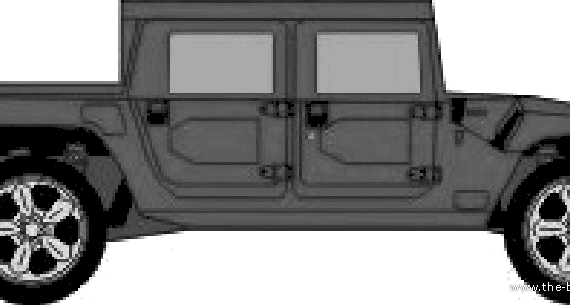 Hummer H1 Pick-up Crew-Cab - Хаммер - чертежи, габариты, рисунки автомобиля