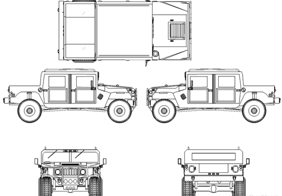 Hummer H1 SUT - Хаммер - чертежи, габариты, рисунки автомобиля