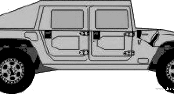 Hummer H1 Slant Back - Хаммер - чертежи, габариты, рисунки автомобиля