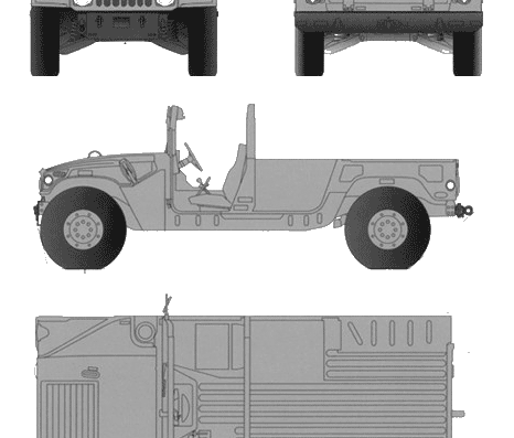 Humvee Open - Хаммер - чертежи, габариты, рисунки автомобиля