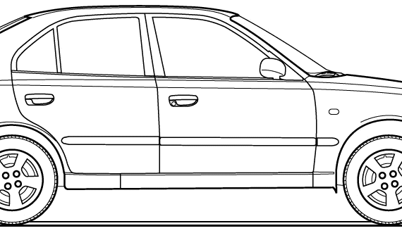 Hyundai Accent 5-Door (2004) - Хендай - чертежи, габариты, рисунки автомобиля