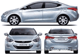 Hyundai Avante (2011) - Хендай - чертежи, габариты, рисунки автомобиля