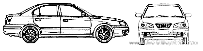 Hyundai Elantra (2002) - Хендай - чертежи, габариты, рисунки автомобиля