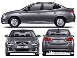 Hyundai Elantra (2011) - Хендай - чертежи, габариты, рисунки автомобиля