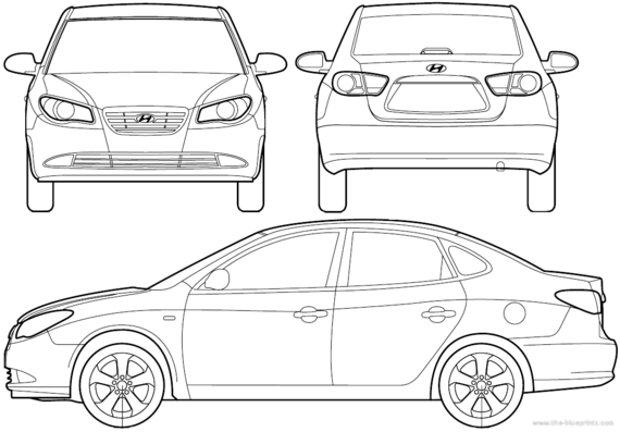 Hyundai Elantra i30 (2007) - Хендай - чертежи, габариты, рисунки автомобиля