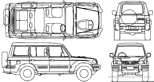 Hyundai Galloper LWB - Хендай - чертежи, габариты, рисунки автомобиля