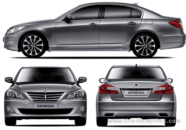 Hyundai Genesis (2013) - Хендай - чертежи, габариты, рисунки автомобиля