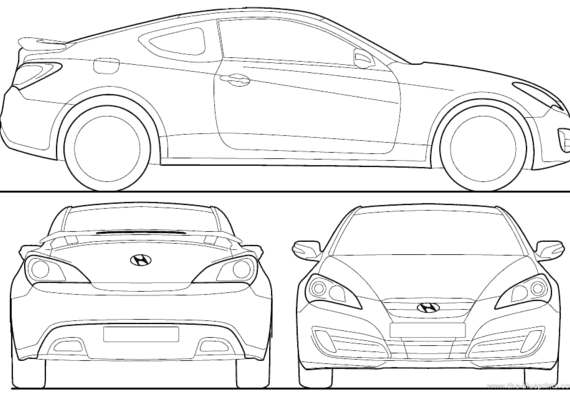 Hyundai Genesis Coupe (2011) - Хендай - чертежи, габариты, рисунки автомобиля