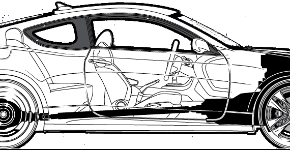 Hyundai Genesis Coupe (2012) - Хендай - чертежи, габариты, рисунки автомобиля