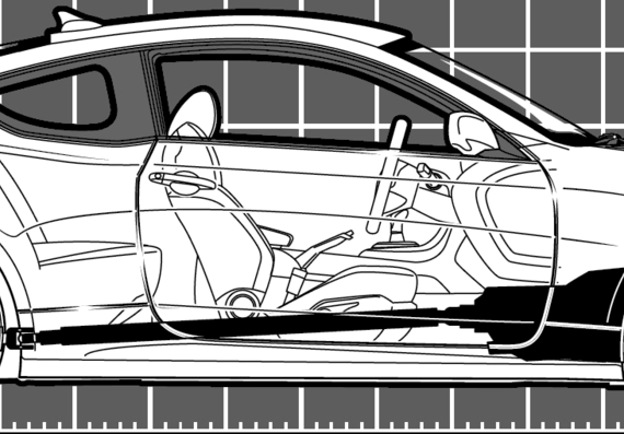 Hyundai Genesis Coupe 2.0T R-Spec (2013) - Хендай - чертежи, габариты, рисунки автомобиля