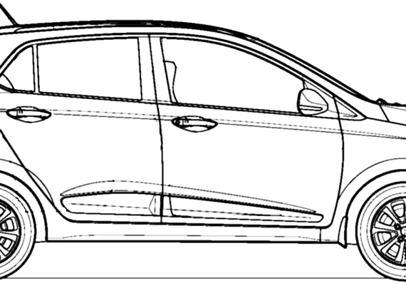 Hyundai Grand i10 (2013) - Хендай - чертежи, габариты, рисунки автомобиля