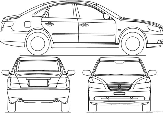 Hyundai Grandeur (2008) - Хендай - чертежи, габариты, рисунки автомобиля