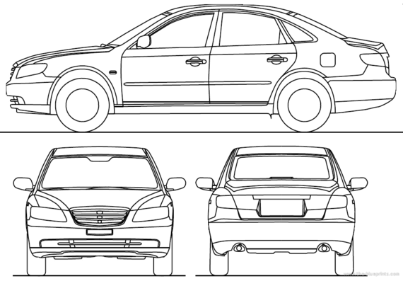 Hyundai Grandeur (2009) - Хендай - чертежи, габариты, рисунки автомобиля