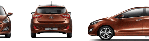 Hyundai I30 (2012) - Хендай - чертежи, габариты, рисунки автомобиля