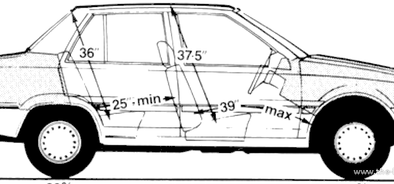 Hyundai Pony 1.3 GL 4-Door (1986) - Хендай - чертежи, габариты, рисунки автомобиля