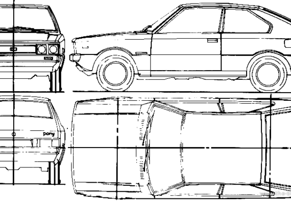Hyundai Pony 2-Door (1975) - Хендай - чертежи, габариты, рисунки автомобиля