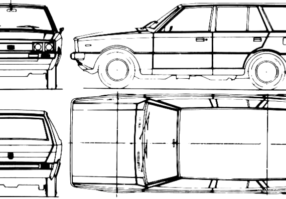 Hyundai Pony Wagon (1975) - Хендай - чертежи, габариты, рисунки автомобиля