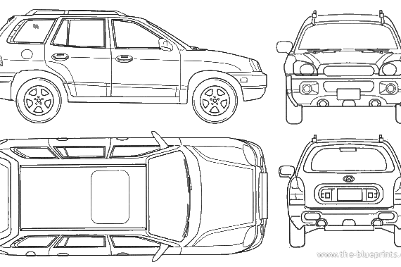 Hyundai Santa Fe - Хендай - чертежи, габариты, рисунки автомобиля