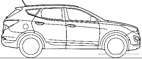 Hyundai Santa Fe (2014) - Хендай - чертежи, габариты, рисунки автомобиля