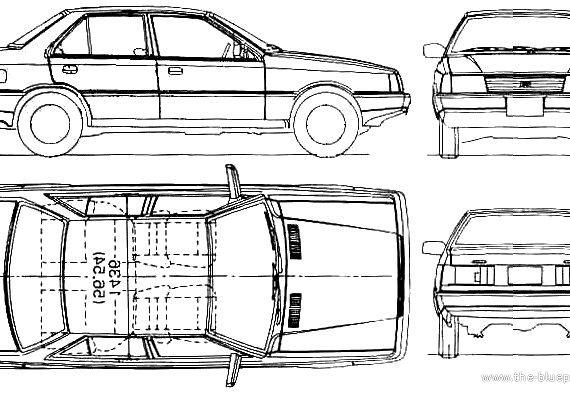 Hyundai Stellar (1986) - Хендай - чертежи, габариты, рисунки автомобиля