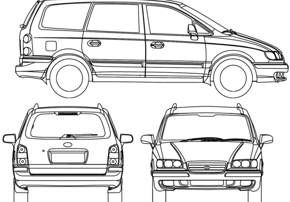 Hyundai Trajet (2008) - Хендай - чертежи, габариты, рисунки автомобиля