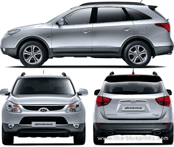 Hyundai Veracruz (2013) - Хендай - чертежи, габариты, рисунки автомобиля
