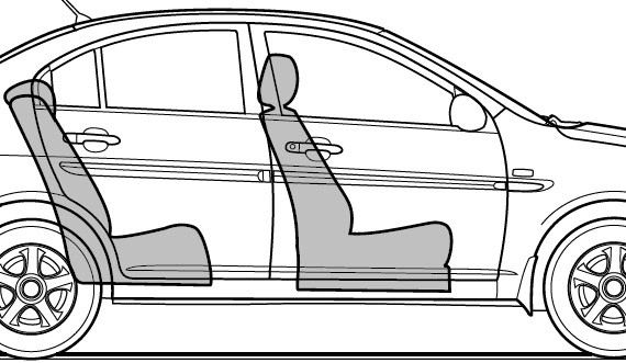 Hyundai Verna (2006) - Хендай - чертежи, габариты, рисунки автомобиля