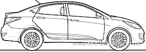 Hyundai i25 Accent - Verna (2011) - Хендай - чертежи, габариты, рисунки автомобиля