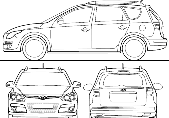 Hyundai i30cw (2009) - Хендай - чертежи, габариты, рисунки автомобиля