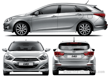 Hyundai i40 SW (2013) - Хендай - чертежи, габариты, рисунки автомобиля