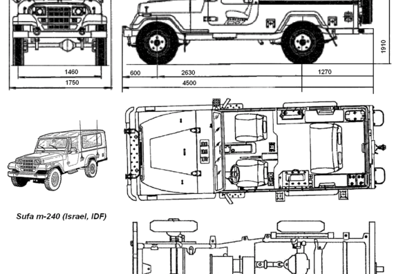 IAI Sufa m-240 Israel - Разные автомобили - чертежи, габариты, рисунки автомобиля