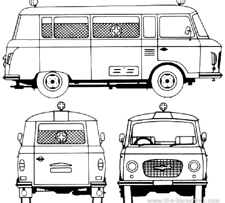 IFA Barkas B-1000 Ambulance (1986) - Разные автомобили - чертежи, габариты, рисунки автомобиля