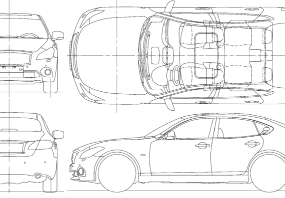 Infiniti M45 (2010) - Инфинити - чертежи, габариты, рисунки автомобиля
