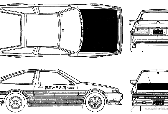 Initial D AE86 (F.Takumi) - Тойота - чертежи, габариты, рисунки автомобиля