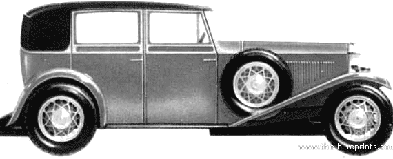 Invicta S-Type 4.5-Litre Saloon Mulliner (1929) - Инвикта - чертежи, габариты, рисунки автомобиля