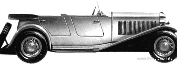 Invicta S-Type 4.5-Litre Touring Cadogan (1929) - Инвикта - чертежи, габариты, рисунки автомобиля